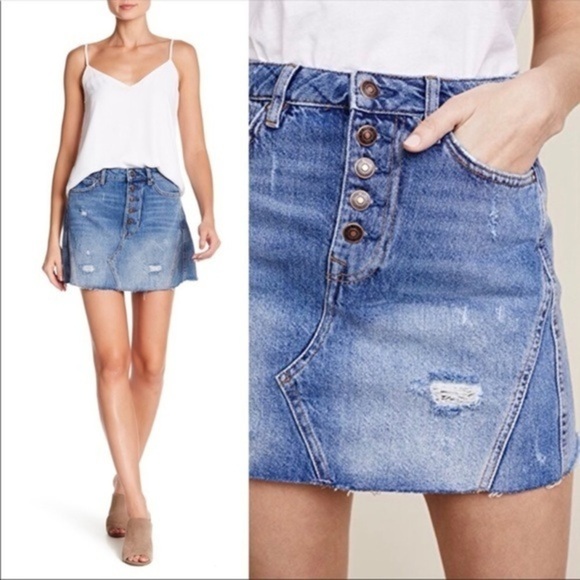 FREE PEOPLE DENIM SKIRT NWT - Picture 2 of 5